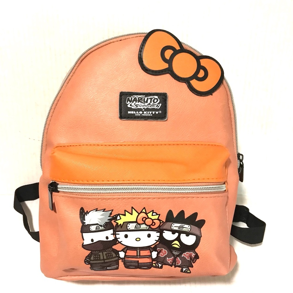 Naruto Shippuden X Hello Kitty And Friends Mini Backpack Peach Orange Bow Cutie